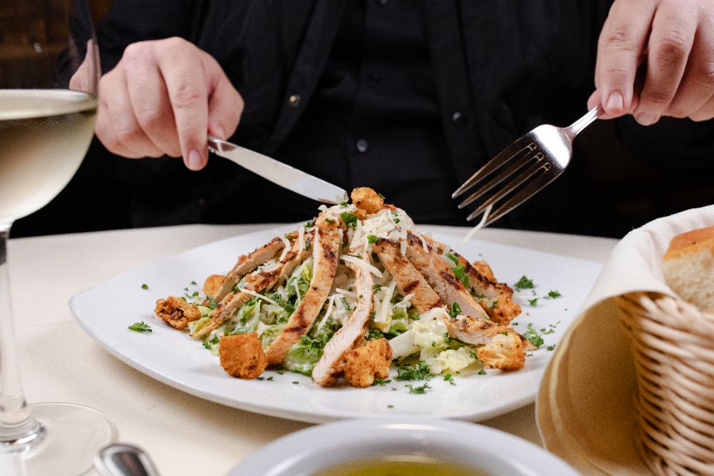 Grilled chicken caesar salad