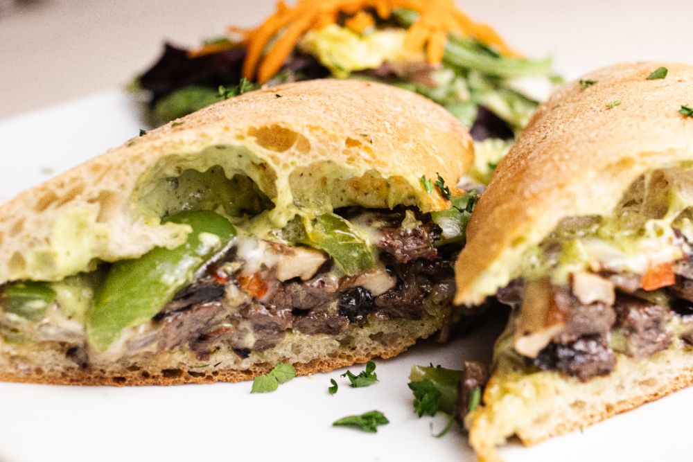 Steak sandwich on ciabatta