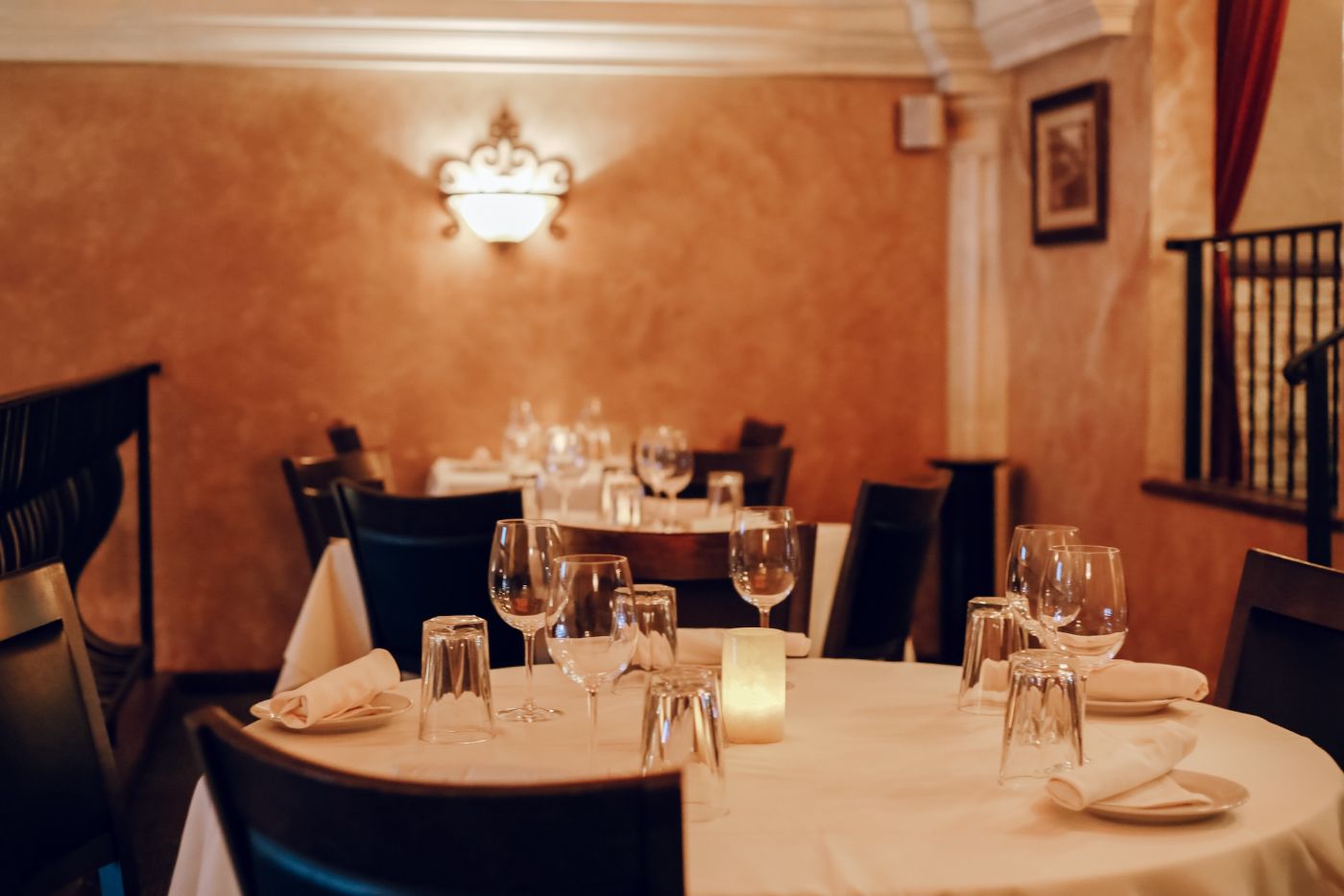Candlelit table in the private room