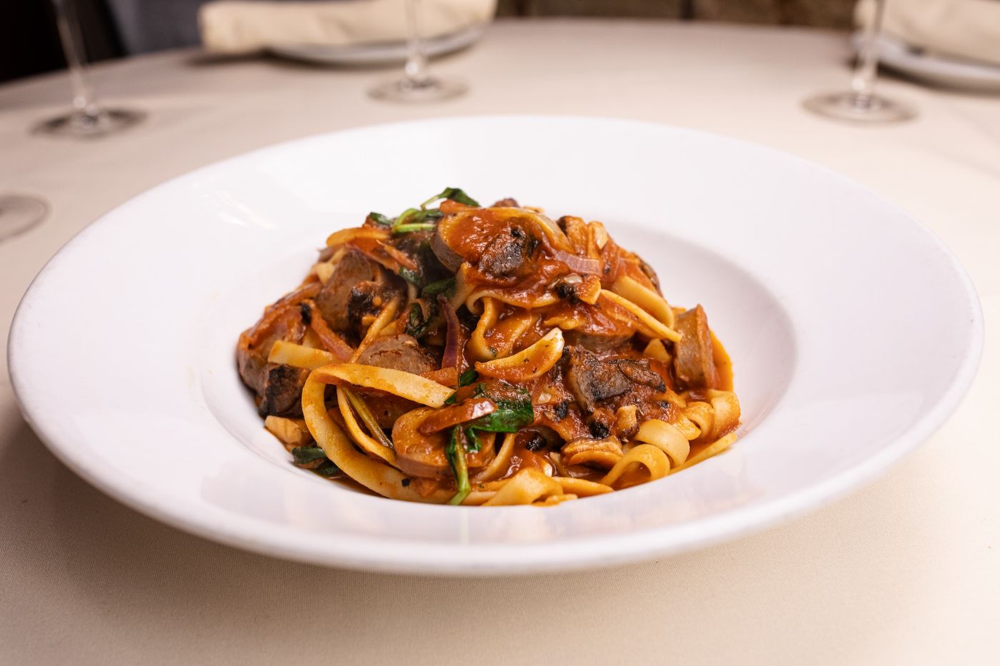 Tagliatelle with Italian sausage