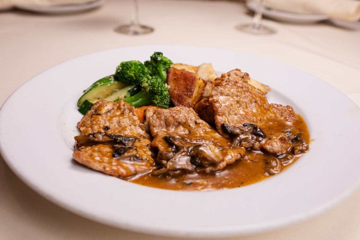 Veal marsala with roasted potatoes
